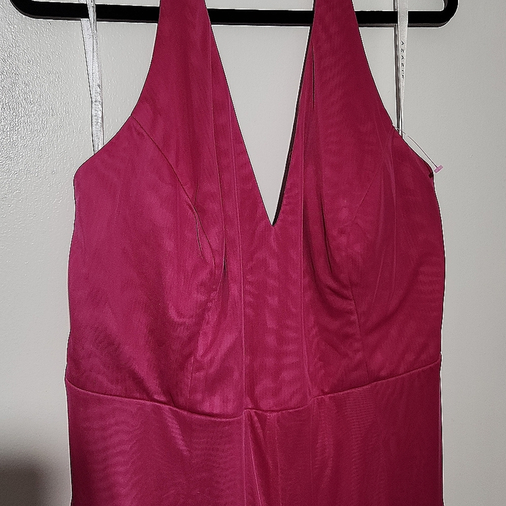 Azazie Magenta Sleeveless V-Neck Jumpsuit